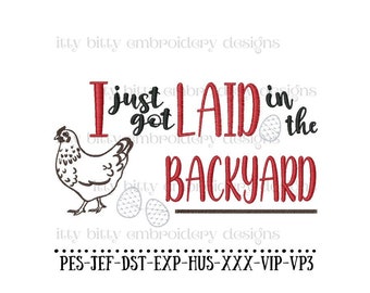 Funny Chicken Embroidery Design: Kitchen Tea Towel (Digital Download)