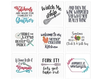 Kitchen Sayings Embroidery Designs: Funny Kitchen Quotes (Digital Download)