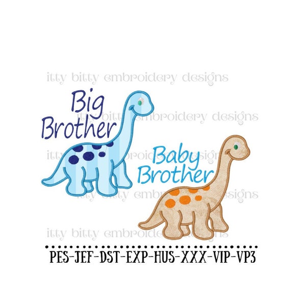 Big Brother and Little Brother Machine Embroidery Design Bundle, Boy Embroidery Designs Bundle, Dinosaur Embroidery Designs, Dino Applique