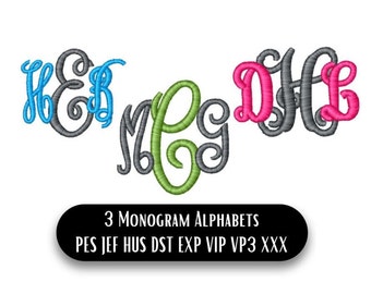 Embroidery Monogram Bundle, Digital Download, Alphabets Embroidery Font, Vine Font, Swirl Font, Curly Font, Script Font, Machine Embroidery