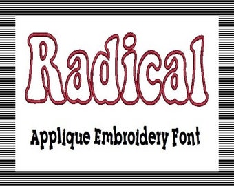 Machine Embroidery Applique Font, Radical Font, Letters and Numbers (192) Instant Download