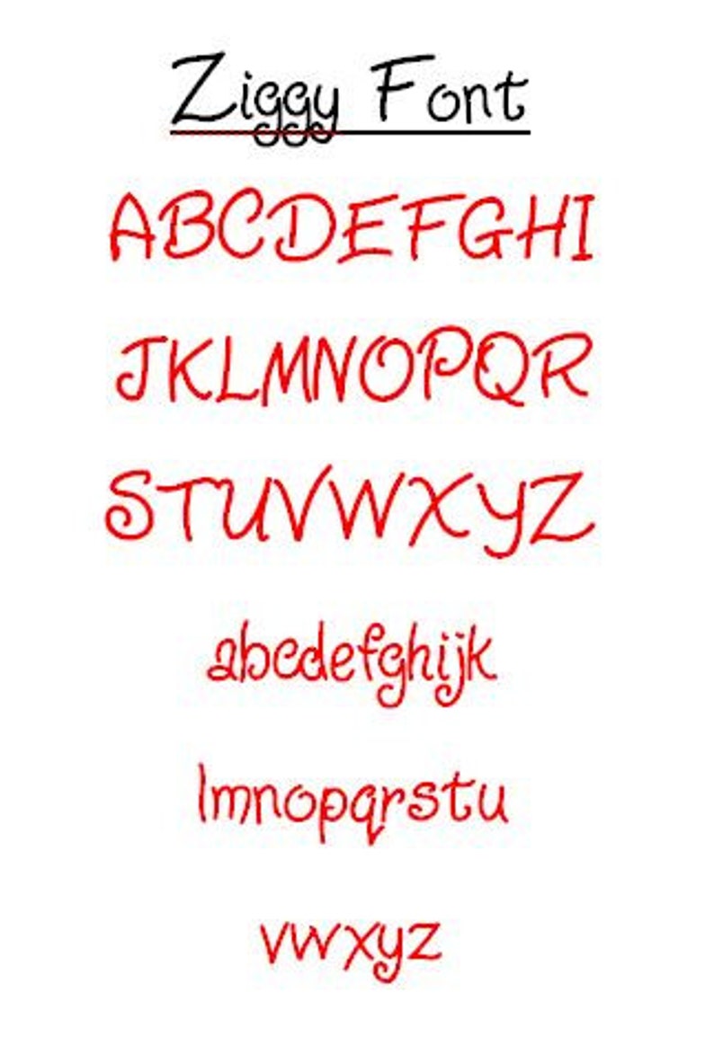 Ziggy Embroidery Font, Upper and Lower Case Letters image 2