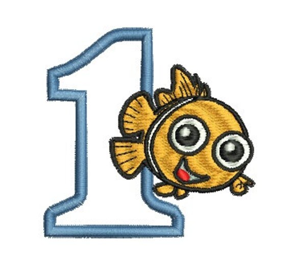 Nemo Birthday Number Applique Nemo Embroidery Applique Etsy