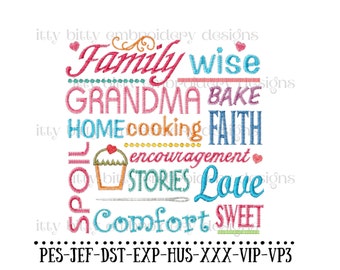 Grandma Subway Art Embroidery Design (Digital Download)