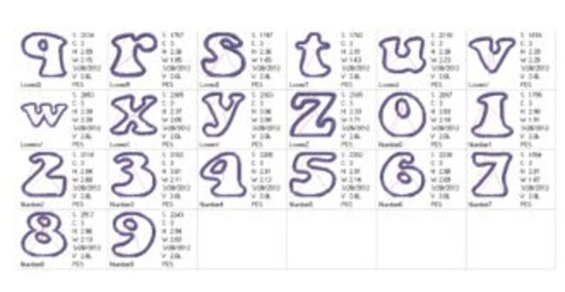 192 Machine Embroidery Applique Font Letters and Numbers Radical Font Instant Download