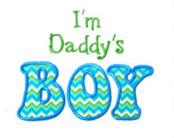 Daddy's Boy Embroidery Design, Applique Font (537) Instant Download