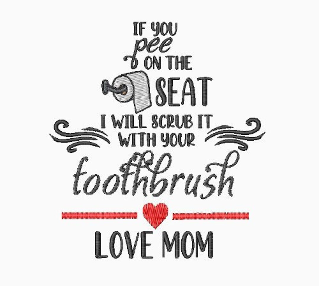 Bathroom Embroidery Design, Humor Embroidery Design, Funny Embroidery