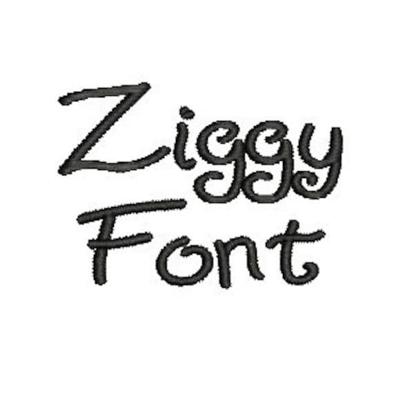 Ziggy Embroidery Font, Upper and Lower Case Letters