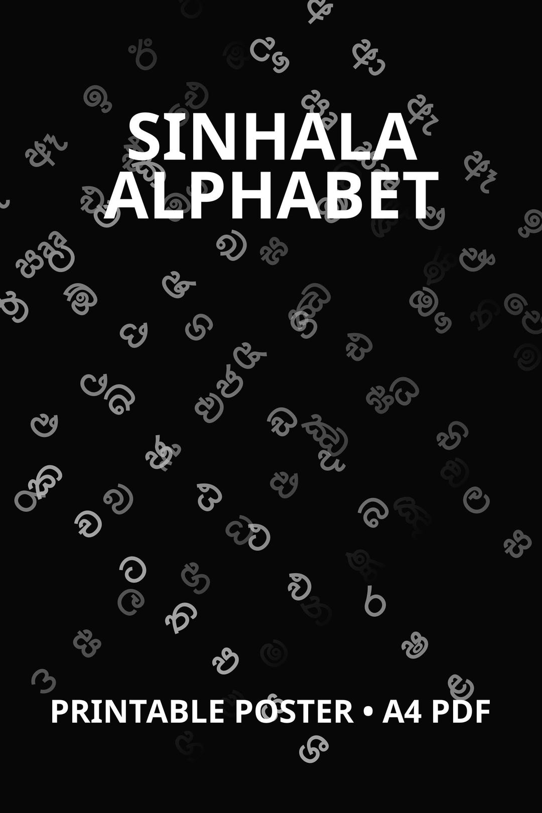 Sinhala Alphabet Poster Printable, Sinhala Letters Wall Art, Sinhala ...