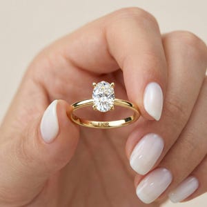 Oval Cut Lab Diamond Engagement Ring, 14k Solid Gold Solitaire, IGI Certified F VS1