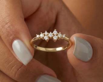 Handmade Natural Diamond Cluster Ring – 14k Solid Gold, Yellow, Rose, White Options