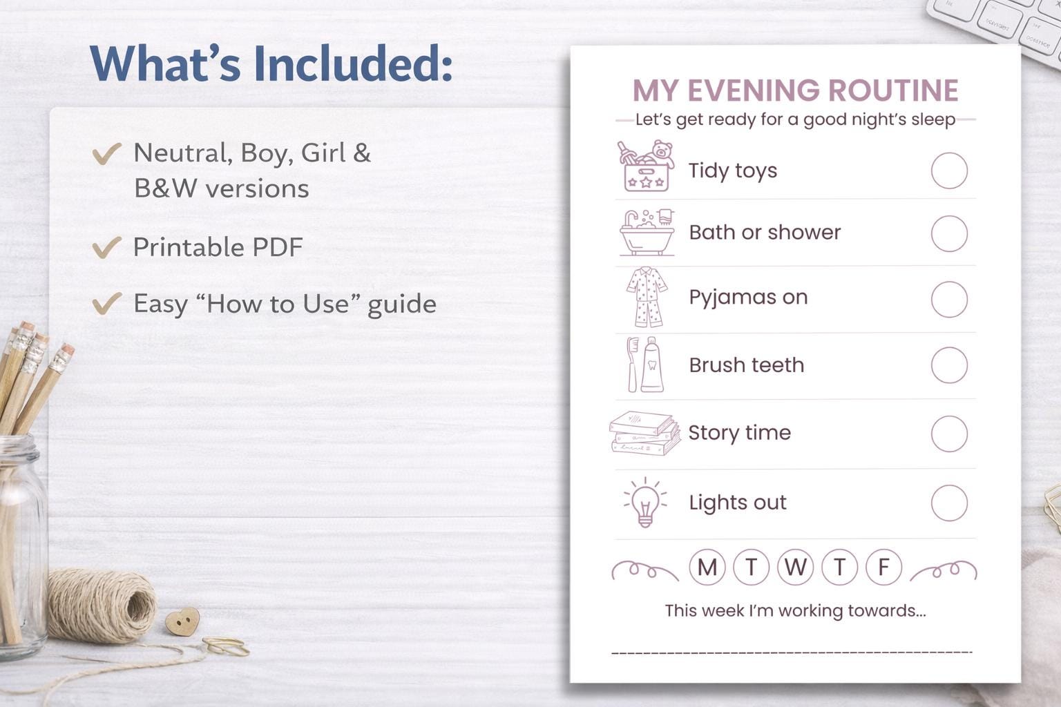 Printable Evening Routine Bedtime Routine Chart for Kids – Printable Evening Routine Ages 4–8 ...