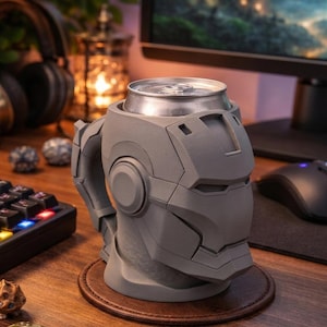 Iron Man-burkhållare 3D-utskriven, Marvel Iron Man-dryckeshållare, skrivbordsställ för burkar, superhjälteläskhållare, skrivbordsdekorationsorganisatör för spelrum