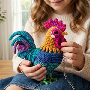 Tuppmönster | Virkmönster för amigurumi-tupp | Gosedjur i bondgård | Handgjord kycklingdocka | Söt ladugårdsdekoration