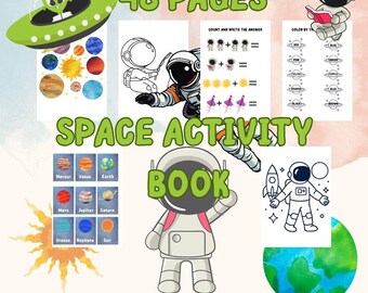 Space Activity Book for Kids, Solar System Worksheets, Printable PDF, Preschool & Kindergarten Learning Pack