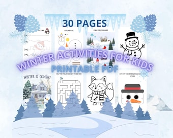 Winter Activities for Kids Printable PDF | 30 Pages | Preschool Learning Worksheets Ages 3–6