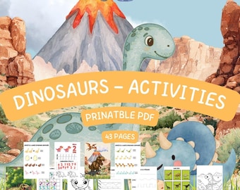 Dinosaur Activity Book Printable for Kids Ages 3-6 | Preschool Learning Pack (PDF)