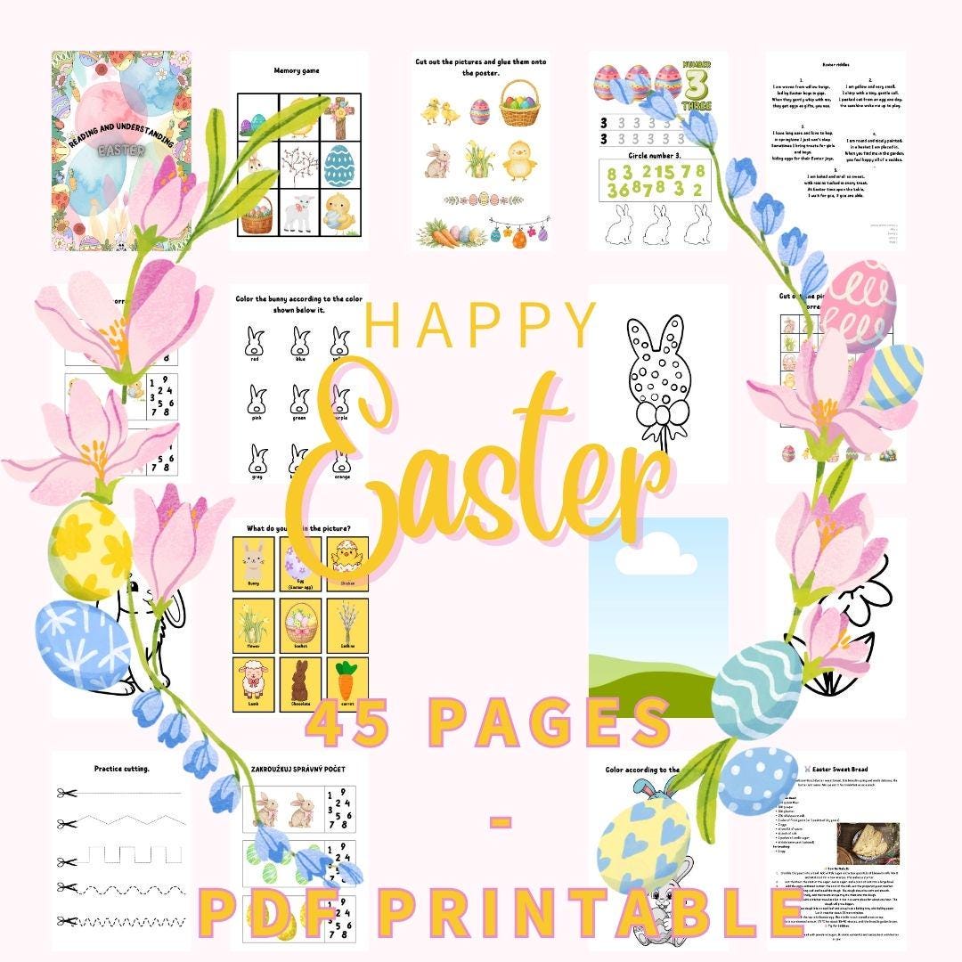 Easter Activities Pack for Kids 3-6, Preschool Worksheets, Coloring ...