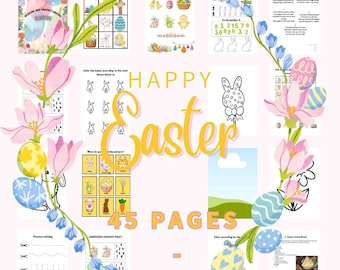 Easter Activities Pack for Kids 3-6, Preschool Worksheets, Coloring Pages (43 Pages)