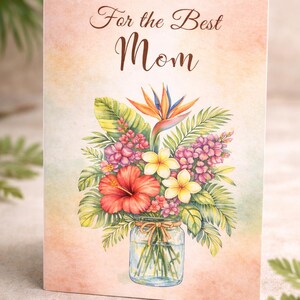 Mother's Day Card Printable – Tropical Floral Card for Mom – A4 Foldable Gift – Instant Download image 3