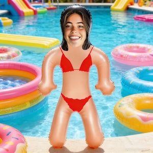 Aangepaste foto opblaasbare opblaaspop, gepersonaliseerd grappig cadeau zwembadfeest, strand vrijgezellenfeest foto prop, zomer prop cadeau voor vriend