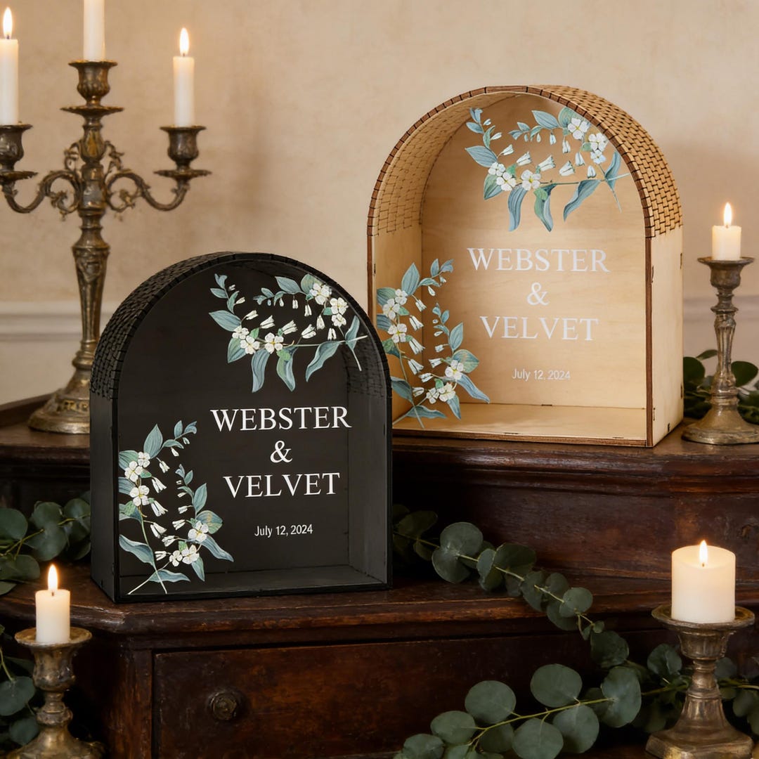 Personalized Wedding Card Box, Custom Wooden Memory Box With Names ...