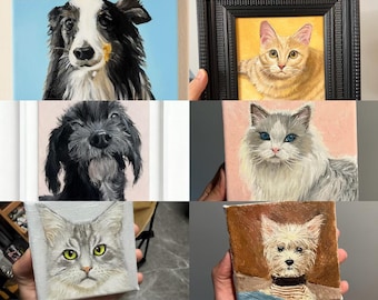Op maat gemaakt mini handgeschilderd huisdierolieverfschilderij