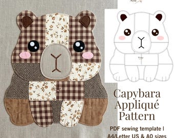 Capybara Patchwork Applicatie Patroon – Naaipatroon voor Beginners (PDF Download)