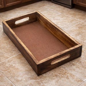 Wooden Rectangular Serving Tray, Rustic Wood Food Tray with Handles, Kitchen Serving Platter, Coffee Table Tray, Home Decor Organizer