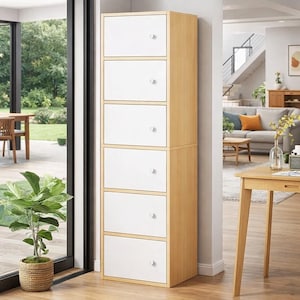 Premium Collapsible Wooden Wardrobe with 6 Doors, Fold able Closet Organizer with Shelves, Portable Clothes Storage Cabinet for Bedroom