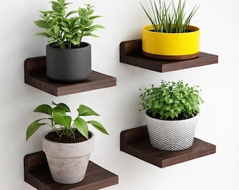 Juego de 4 estantes flotantes de pared, organizador de estantes cuadrados de madera, mini estantes de exhibición modernos para la decoración de la sala de estar, el dormitorio y el baño.