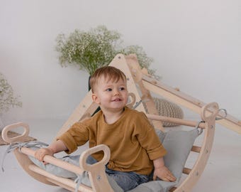 Montessori Arch Rocker Cushion, Quilted Cotton Seat Pad, Kids Playroom Mat