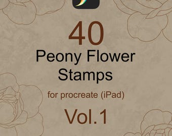 40 Fineline Procreate Peony Stamps Vol.1