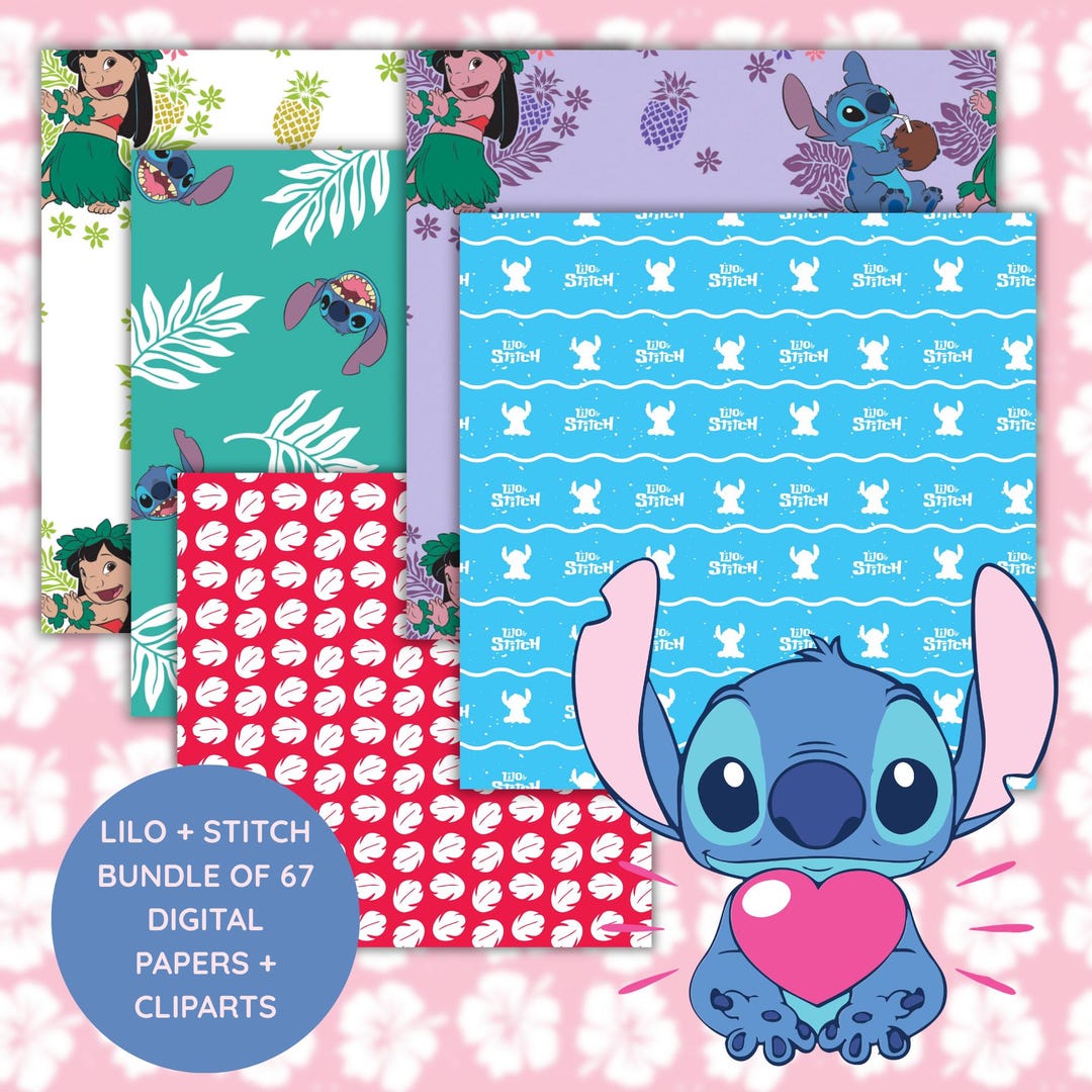Vector Stish Lilo Stitch Hawaiian Digital Papers Clipart Bundle (67 Files) - Etsy