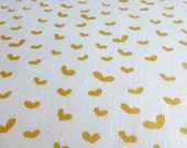 Hearts - Screen Printed in Gold on Off-White Linen/Cotton