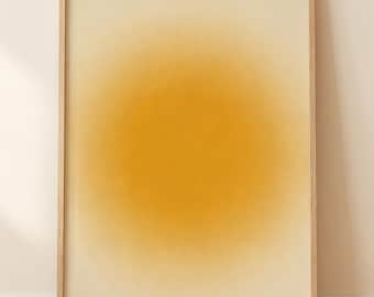 Golden Yellow Gradient Abstract Print – Minimalist Positive Aura Wall Art (Digital Download)