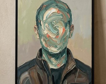 Abstract Portrait Painting – Textured Oil Style, Modern Wall Art (Digital Download)