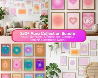 250+ Aura Art Bundle | Positive Energy, Affirmations, Zodiac (Digital Print)