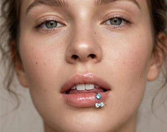 Bow Lip Stud, Butterfly Bow Labret Piercing, Dainty Stainless Steel Lip Ring, Hypoallergenic Kawaii Lip Jewelry
