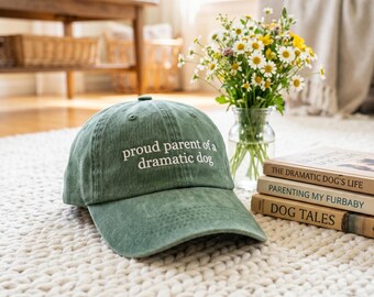 Gorro bordado "Orgulloso padre de un perro dramático" Gorro para mamás de perros Gorro para amantes de los perros Gorro divertido para mamás de perros Regalos para amantes de los perros