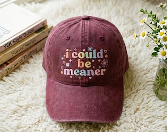 Gorra de béisbol bordada con la frase "Podría ser más malo", gorra de béisbol con actitud picante, gorra sarcástica, gorra con humor divertido, gorra con cita divertida, gorra con sarcasmo.