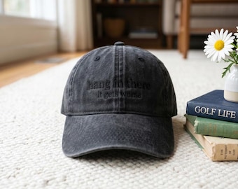 Gorra bordada "Aguanta, que empeore" Gorra de humor para adultos Gorra de concienciación sobre la salud mental Gorra sarcástica Gorra divertida para mujer