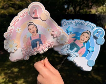 Adorno personalizado para pastel de la Sra. Rachel, decoración para fiesta con nombre y edad personalizados, decoración para pastel de cumpleaños infantil, cualquier edad, cualquier nombre, ¿Puedes decir "Un cumpleaños"?