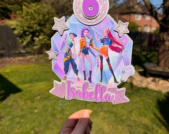 Adorno para pastel personalizado inspirado en el K-pop, decoración para fiestas, cualquier nombre y edad, decoración de cumpleaños con temática de K-pop, adorno para cumpleaños de niñas.
