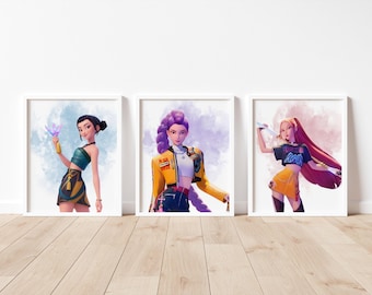 Descarga digital de arte mural de anime Kpop, decoración de dormitorio para adolescentes, impresiones de anime para habitaciones de gamers, impresiones de pared para dormitorio de chicas, póster de arte descargable