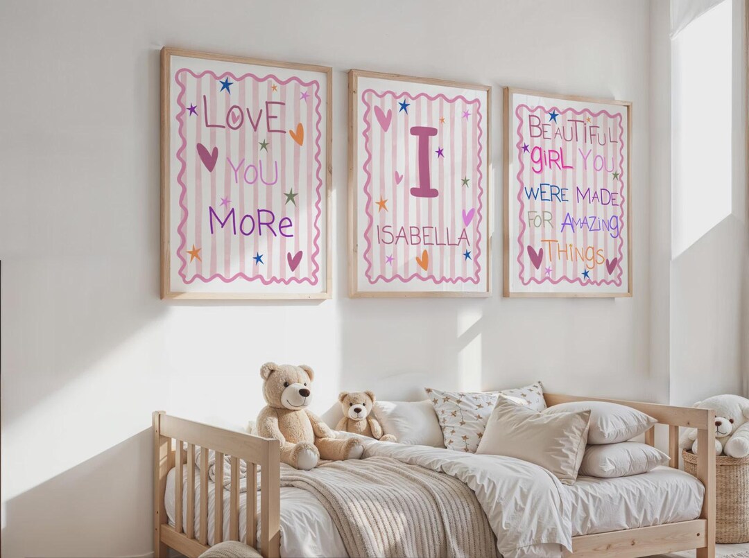 Beautiful Girls Nursery Wall Art Print, Personalised Girls Name Digital ...