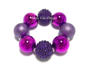 Metallic Purple Chunky Bracelet - Shades of Purple Chunky Bracelet - Princess Purple Bracelet - Fuchsia Bracelet