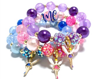 Fairy Charm Bracelet - Pink Fairy Girl Bracelet - Purple Fairy bracelet - Blue Fairy Bracelet - Fairy Birthday Bracelet - Fairy Garden Party