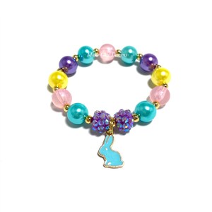 Blue Bunny Charm Bracelet Spring Easter Bracelet Shades of Blue Bunny Bracelet Colorful Rabbit Bracelet image 4