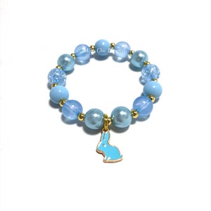 Blue Bunny Charm Bracelet Spring Easter Bracelet Shades of Blue Bunny Bracelet Colorful Rabbit Bracelet image 2